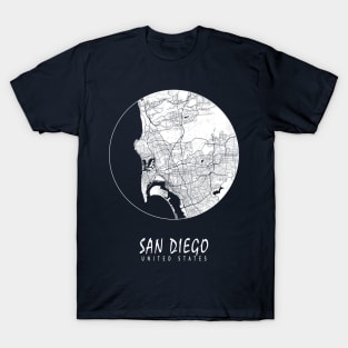 San Diego, California, USA City Map - Full Moon T-Shirt